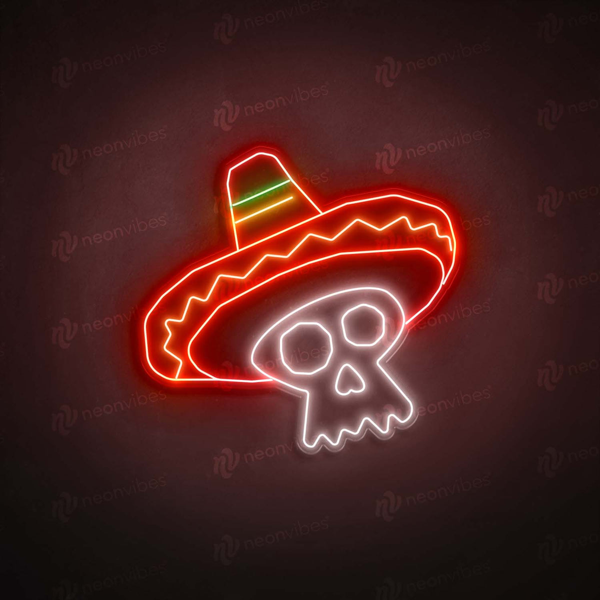 Skele Sombrero neon sign
