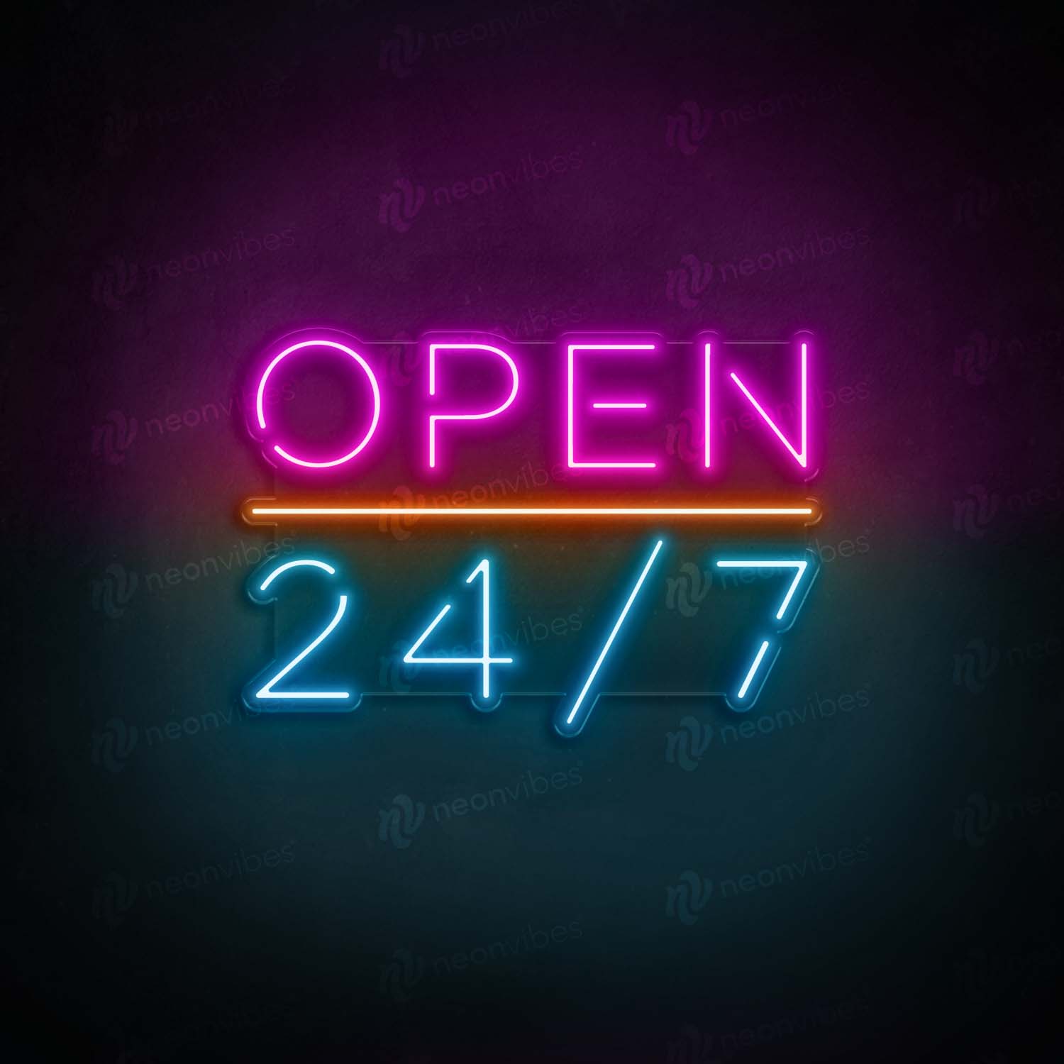 Open 24/7 neon sign
