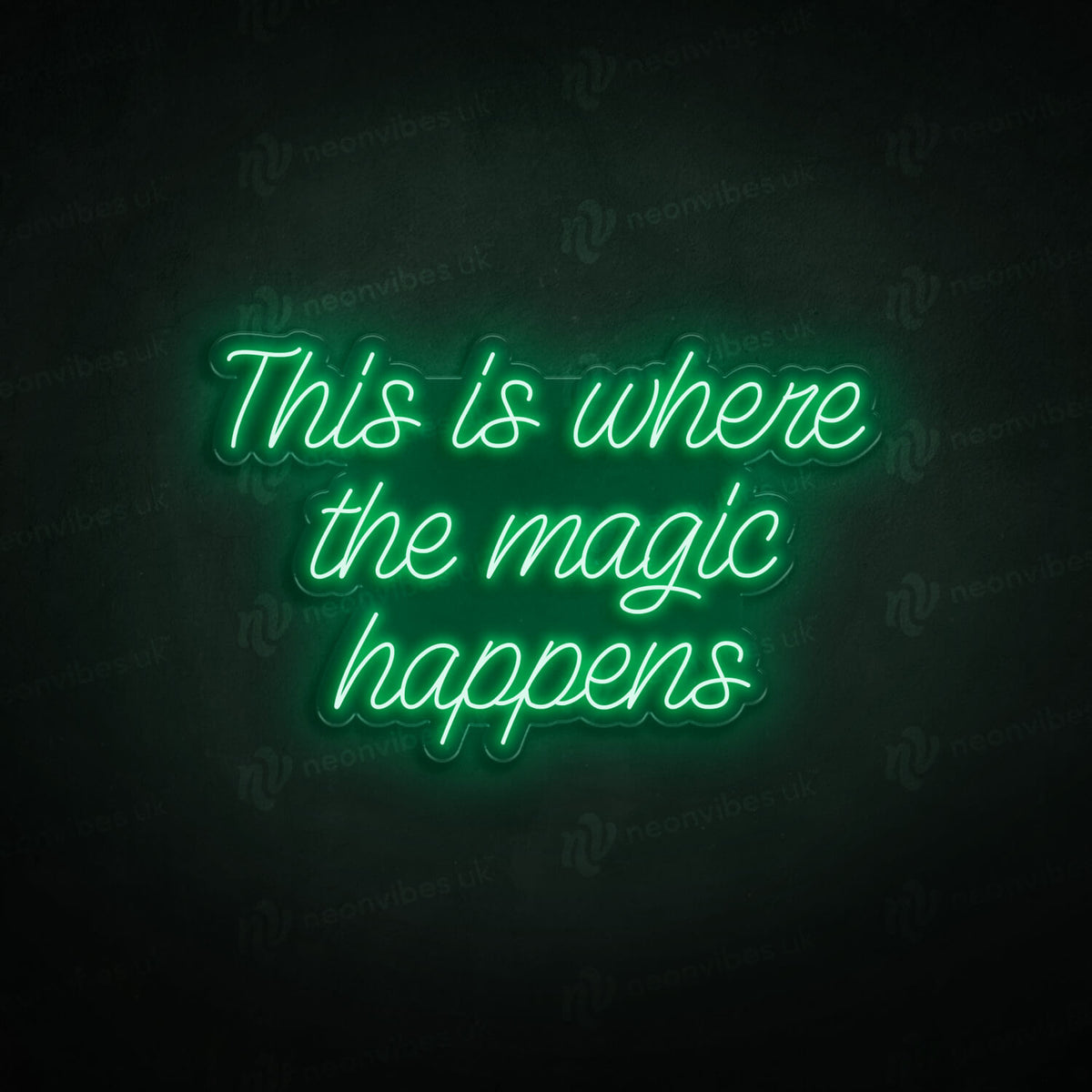 This is where the magic happens neon sign