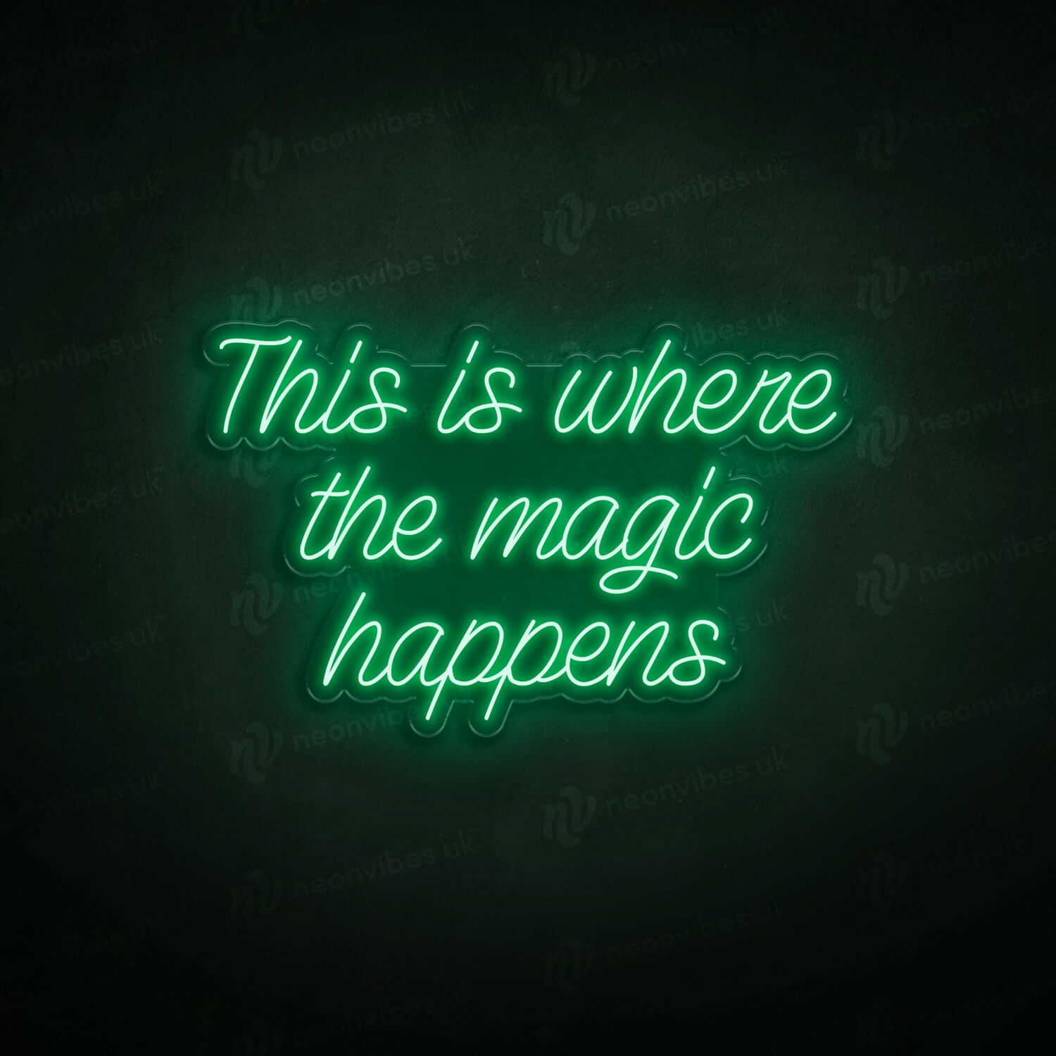 This is where the magic happens neon sign