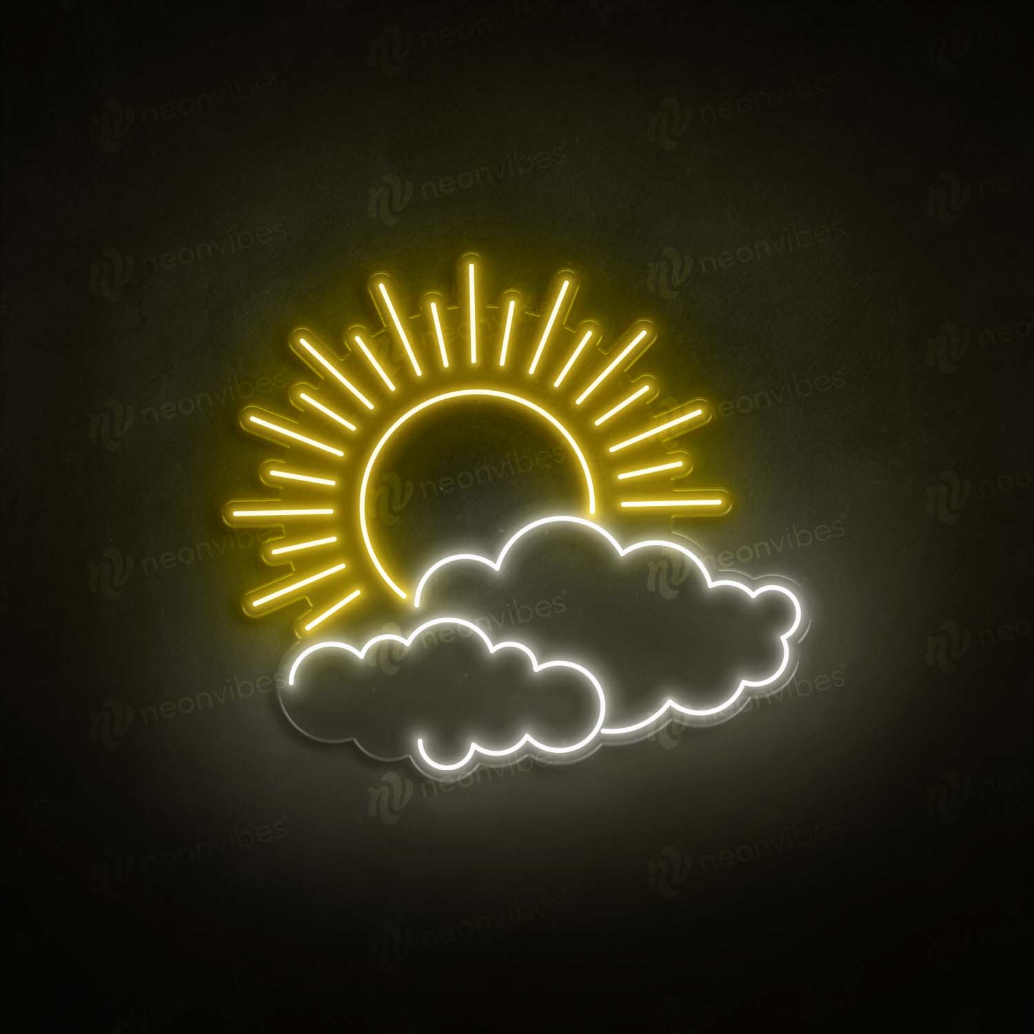 Sun and clouds neon sign
