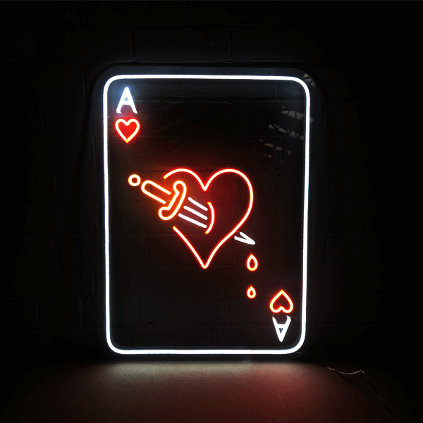 Ace Hearts Dagger neon sign
