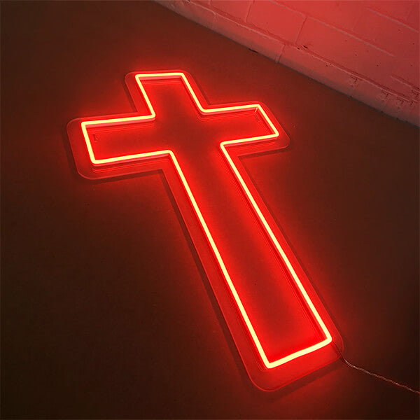 Crucifix neon sign
