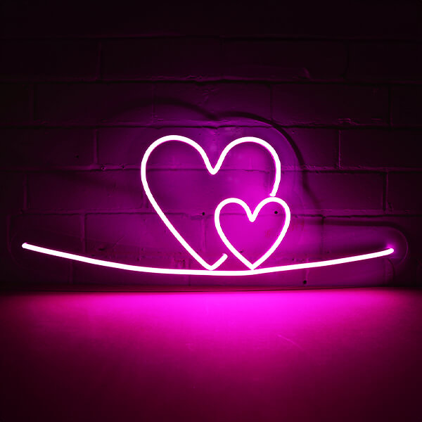 Double Heart neon sign