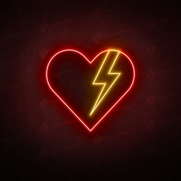 Heart And Sign Heart Bolt neon sign - Neon Vibes® neon signs