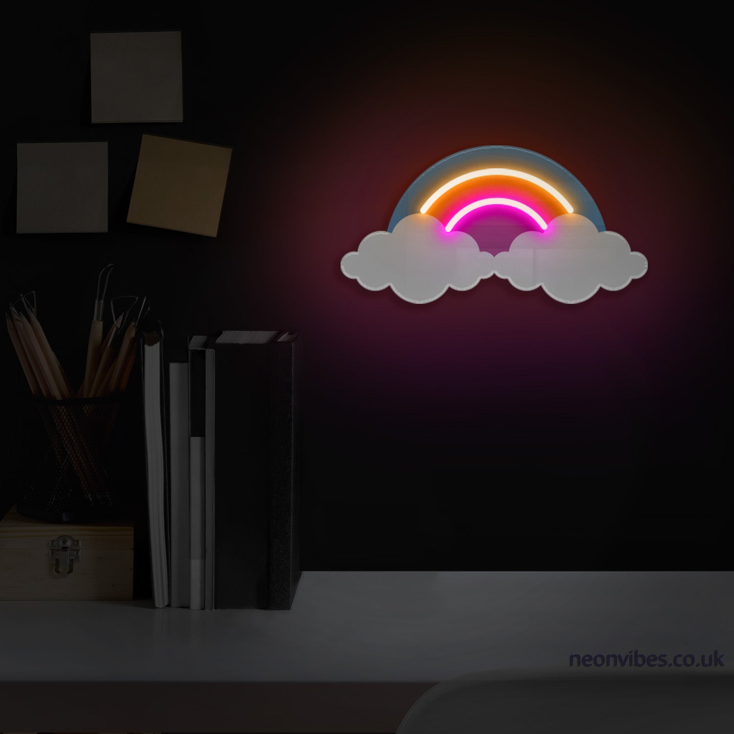 Rainbow Clouds neon sign