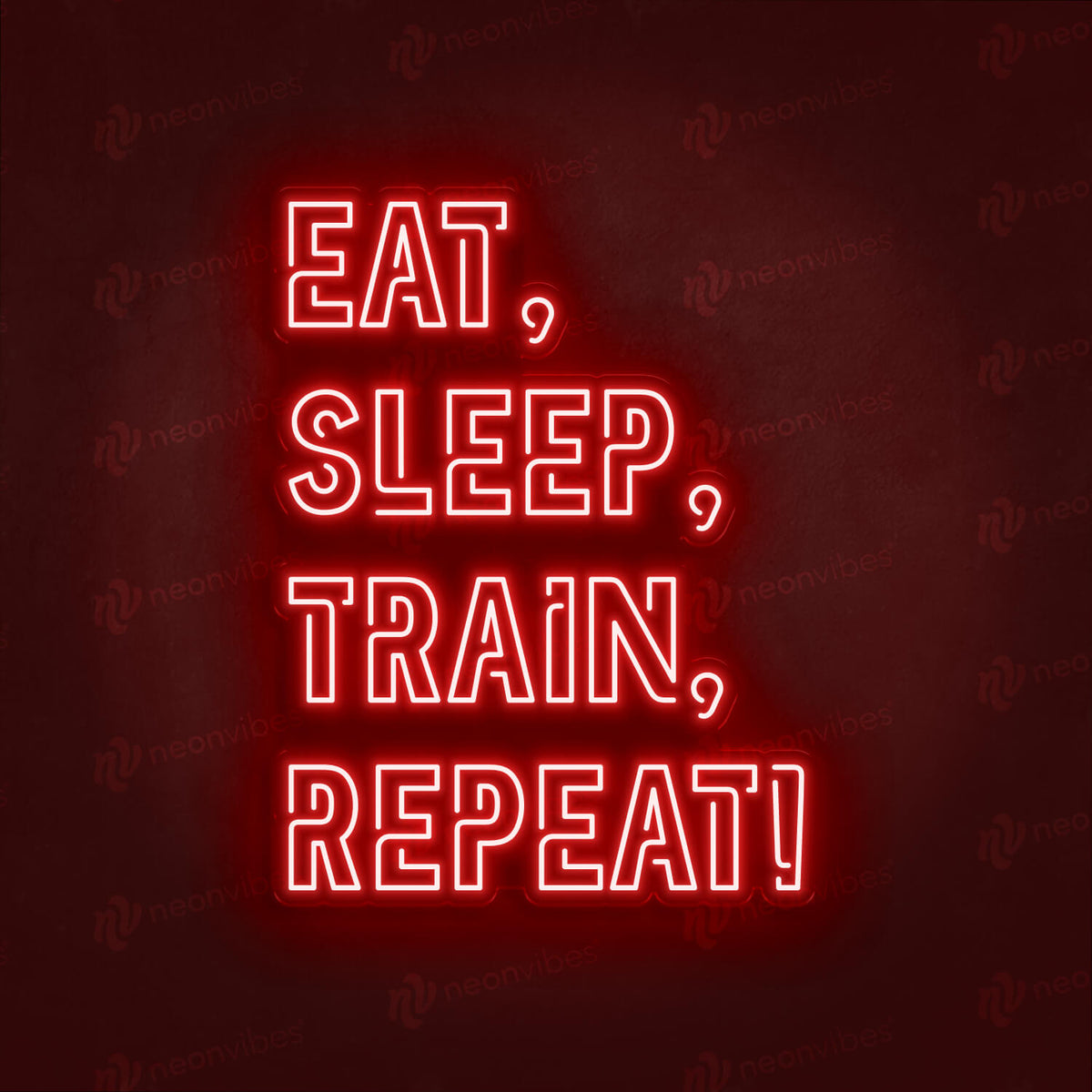 Eat Sleep Train Repeat neon sign