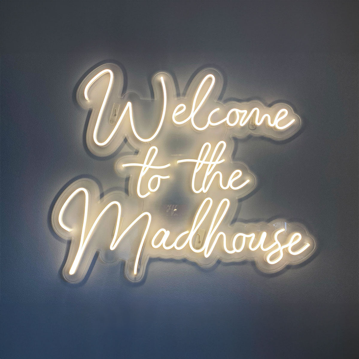 Welcome to the madhouse neon sign