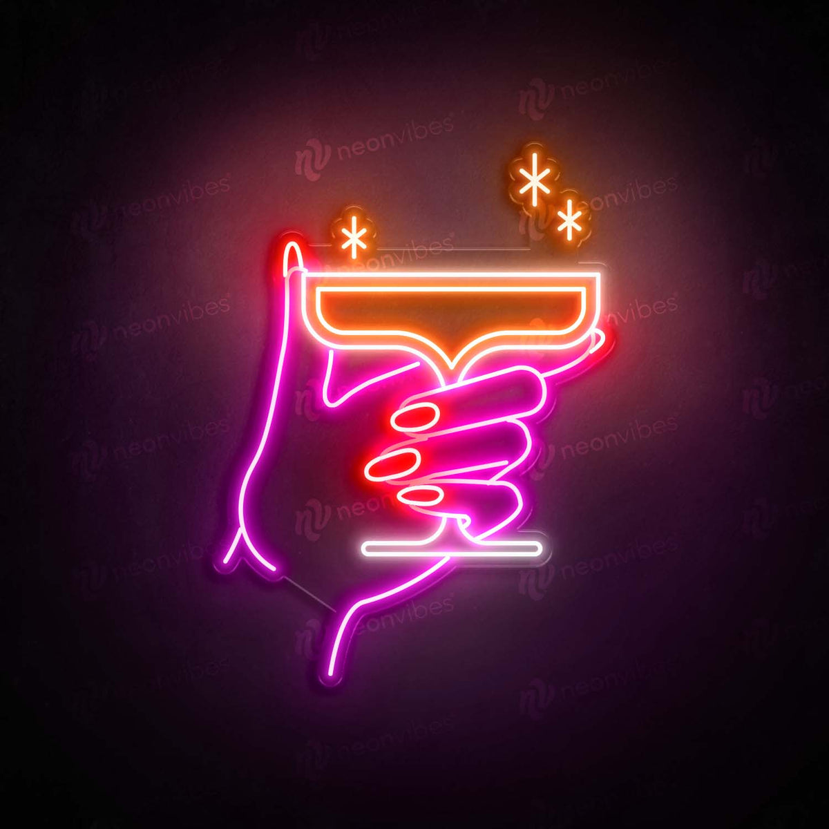 Holding cocktail neon sign