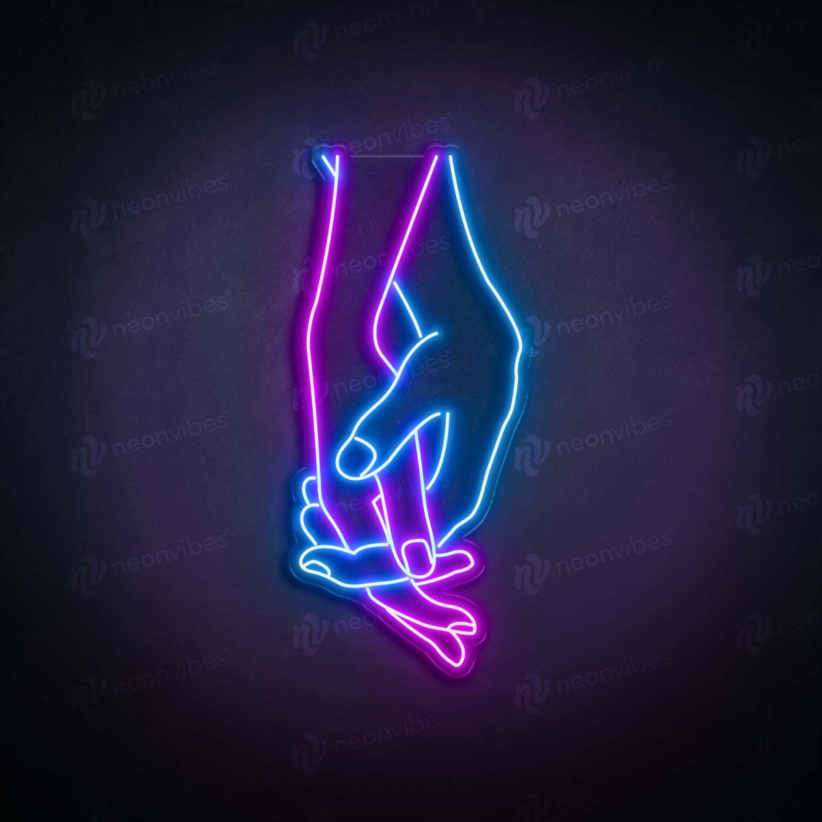 Holding hands neon sign