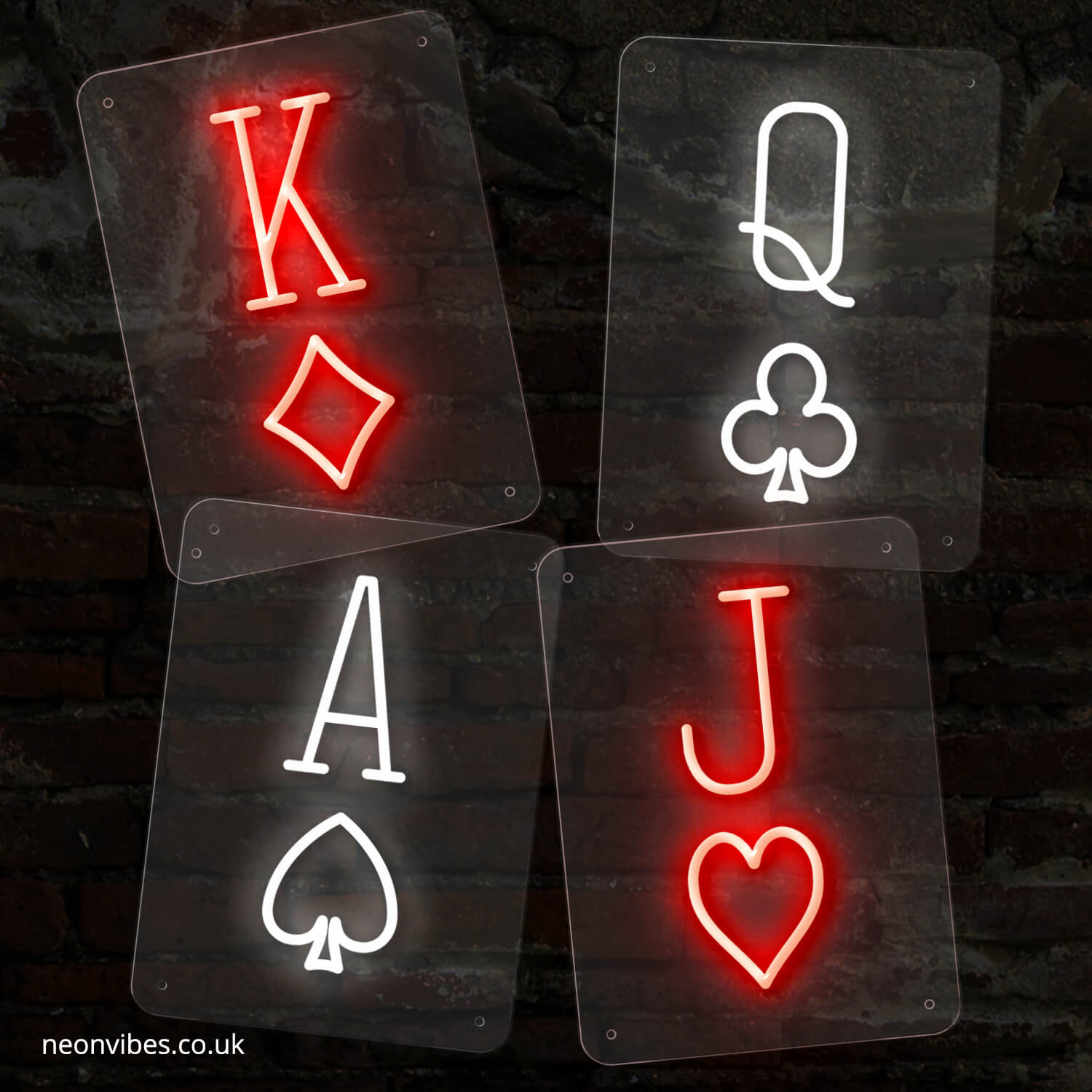 Playing cards neon sign