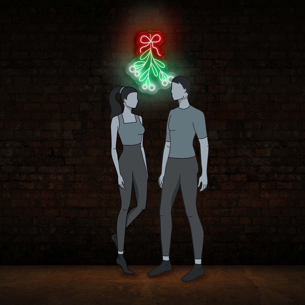 Mistletoe kiss neon sign