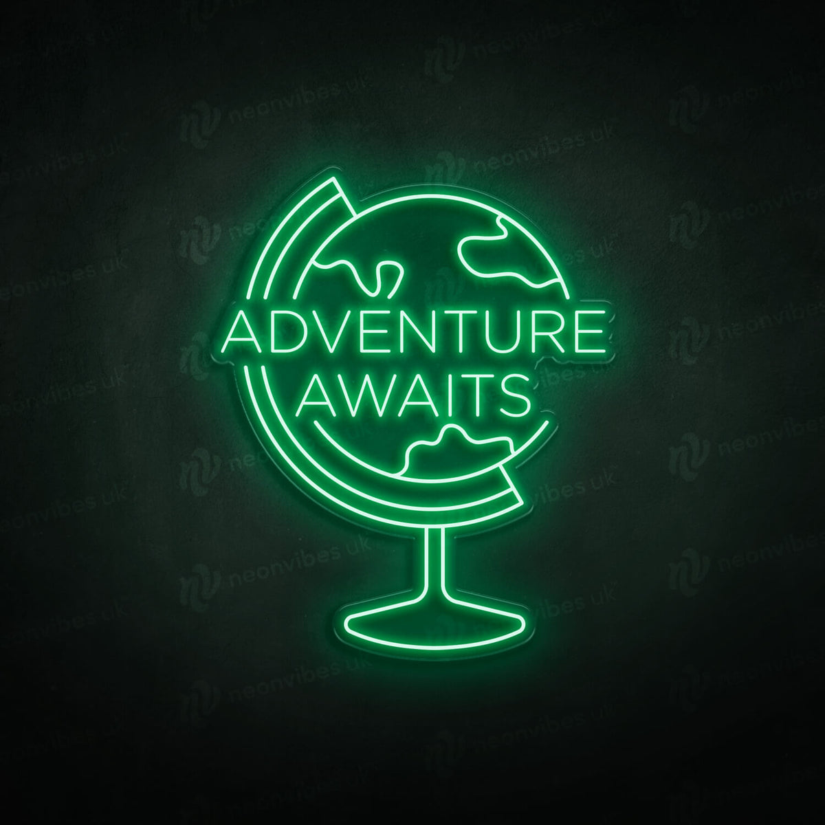Adventure awaits neon sign