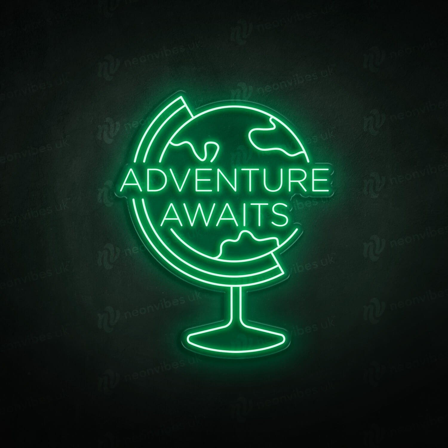 Adventure awaits neon sign
