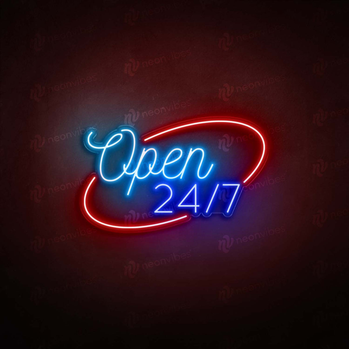 Open 24/7 neon sign