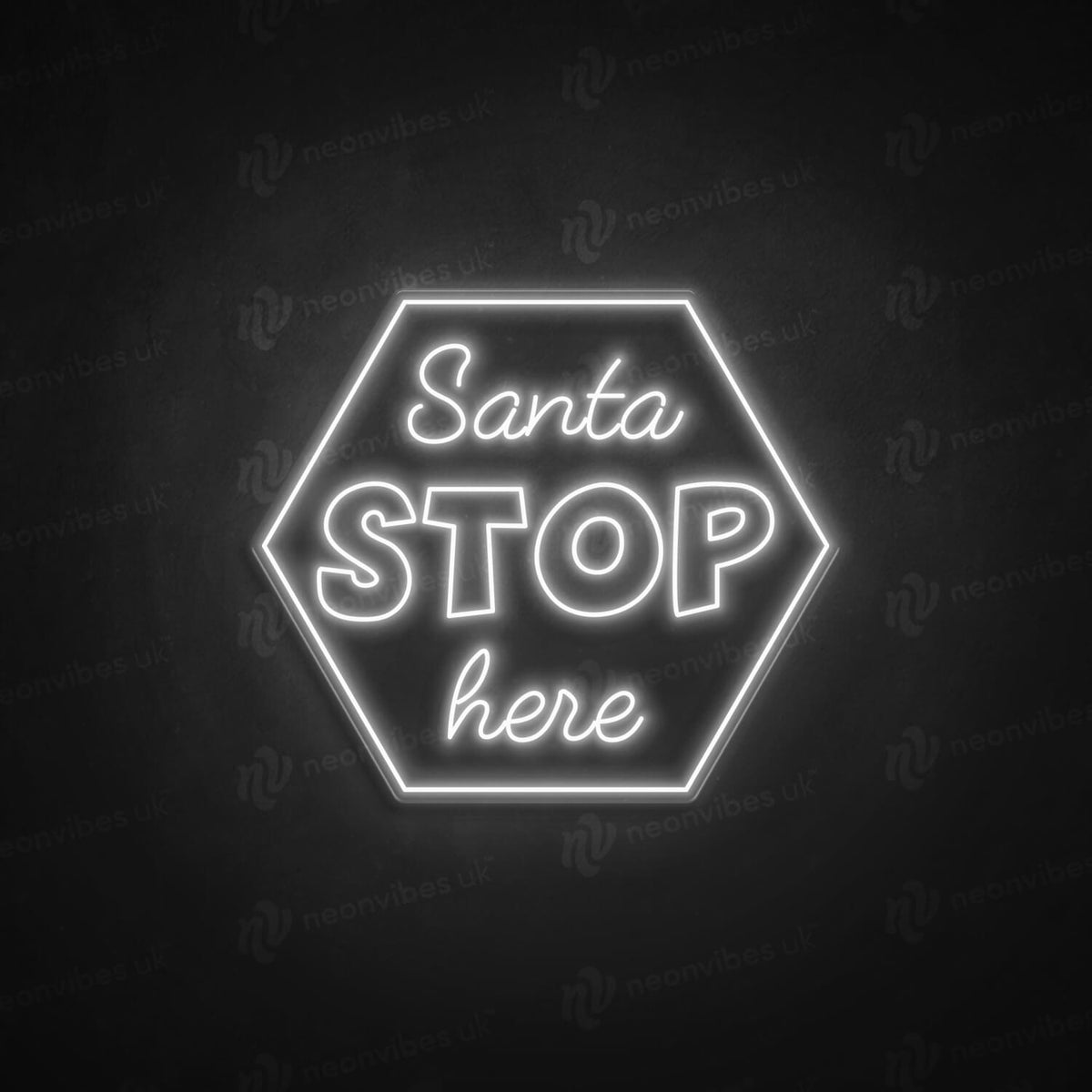 Santa stop here neon sign