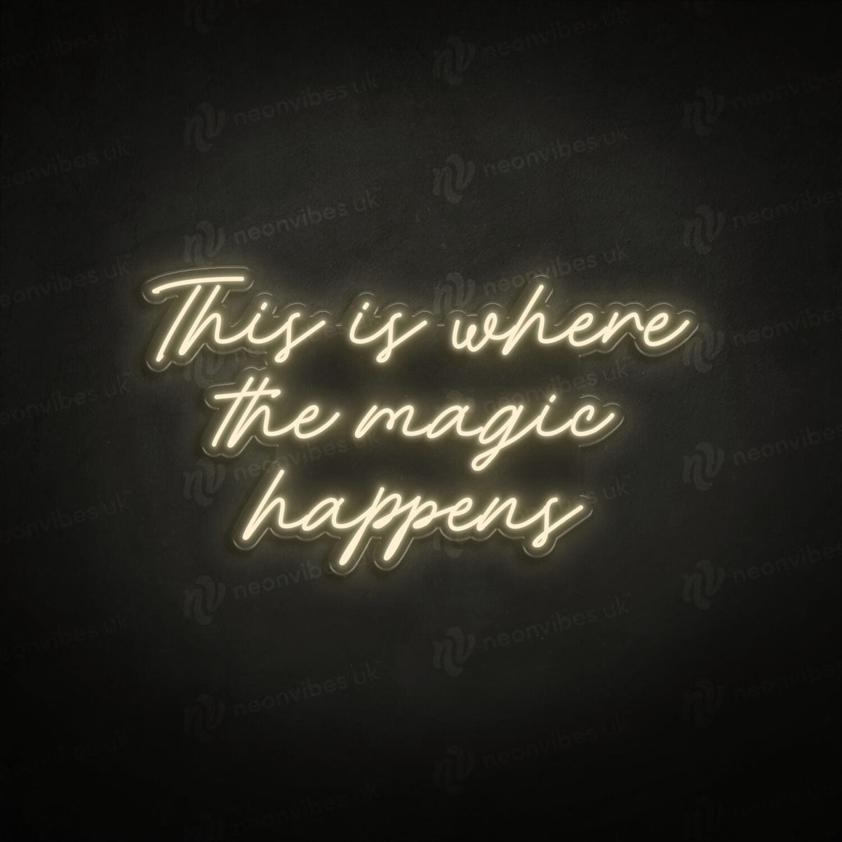 This is where the magic happens neon sign