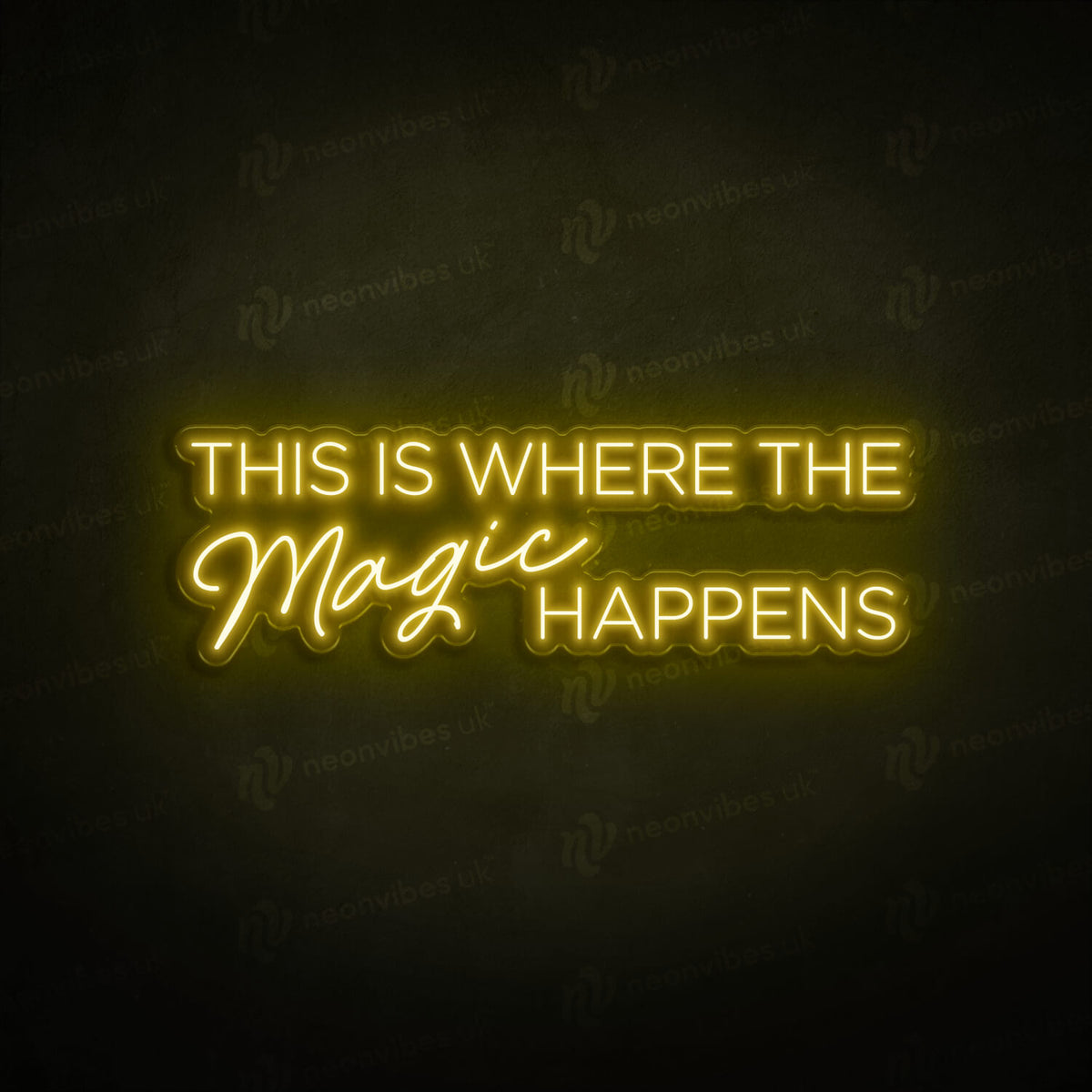 This is where the magic happens neon sign