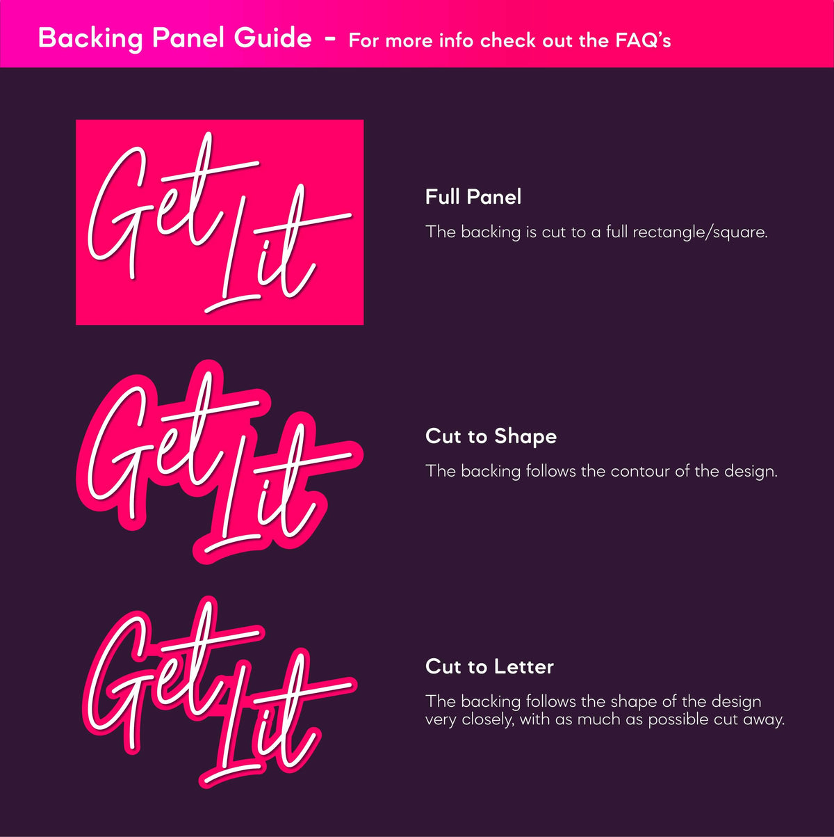 neon sign backing guide