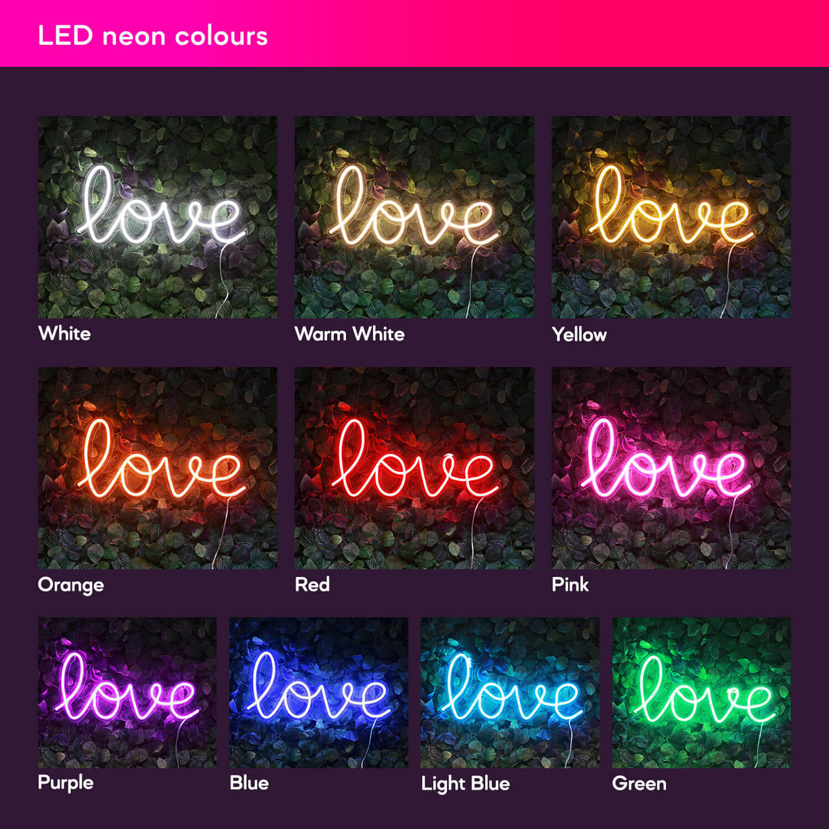 neon sign colour guide