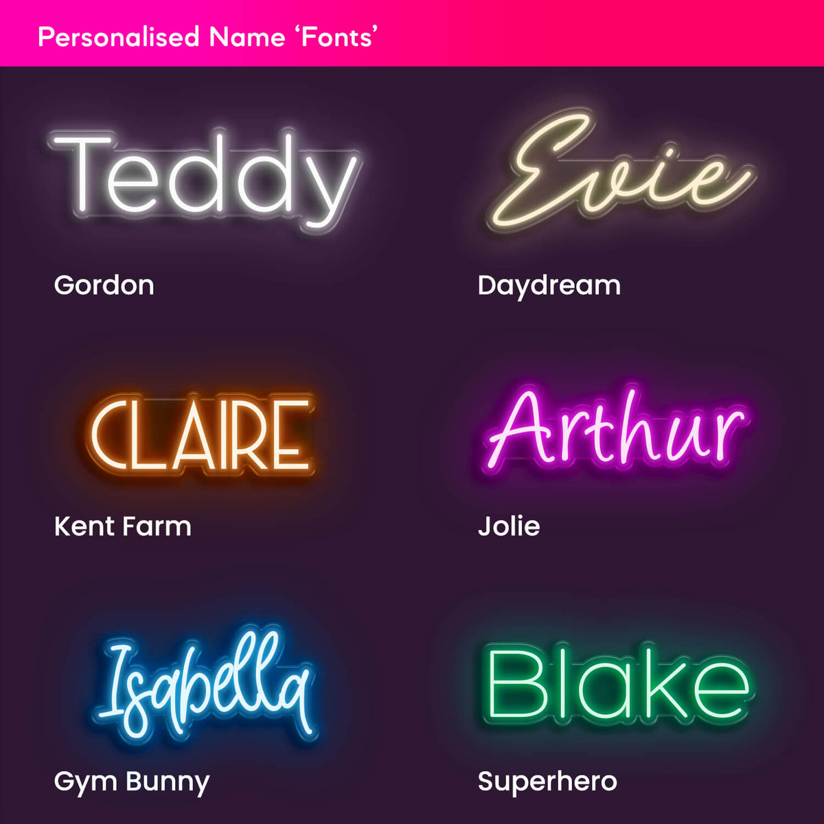 Personalised name fonts