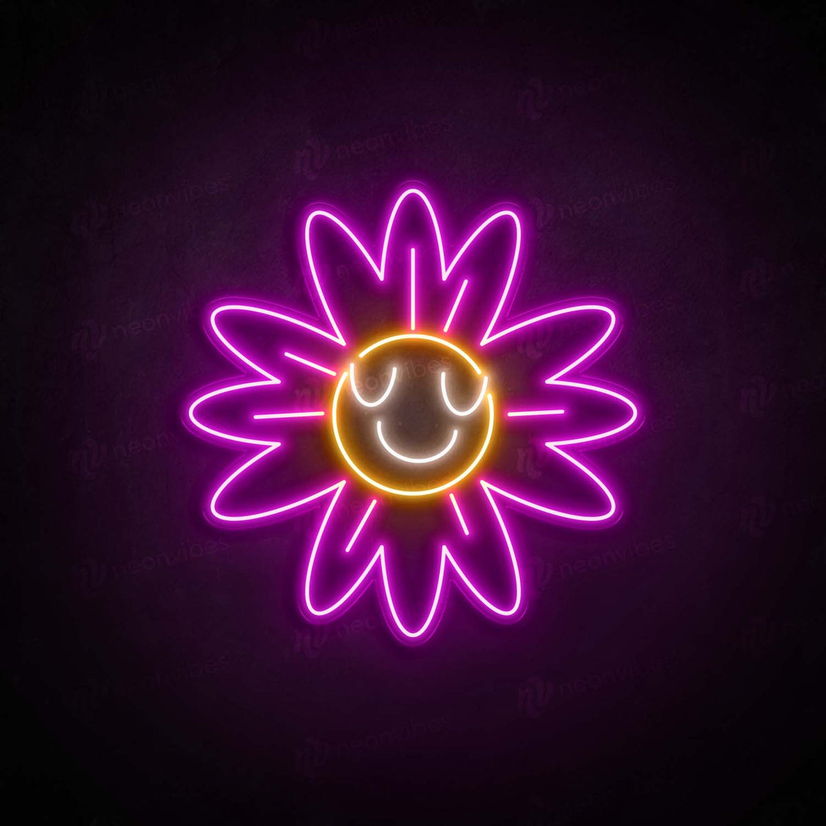 smiley flower neon sign